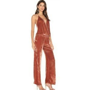 Young Fabulous & Broke Naomi Pink Velvet Jumpsuit